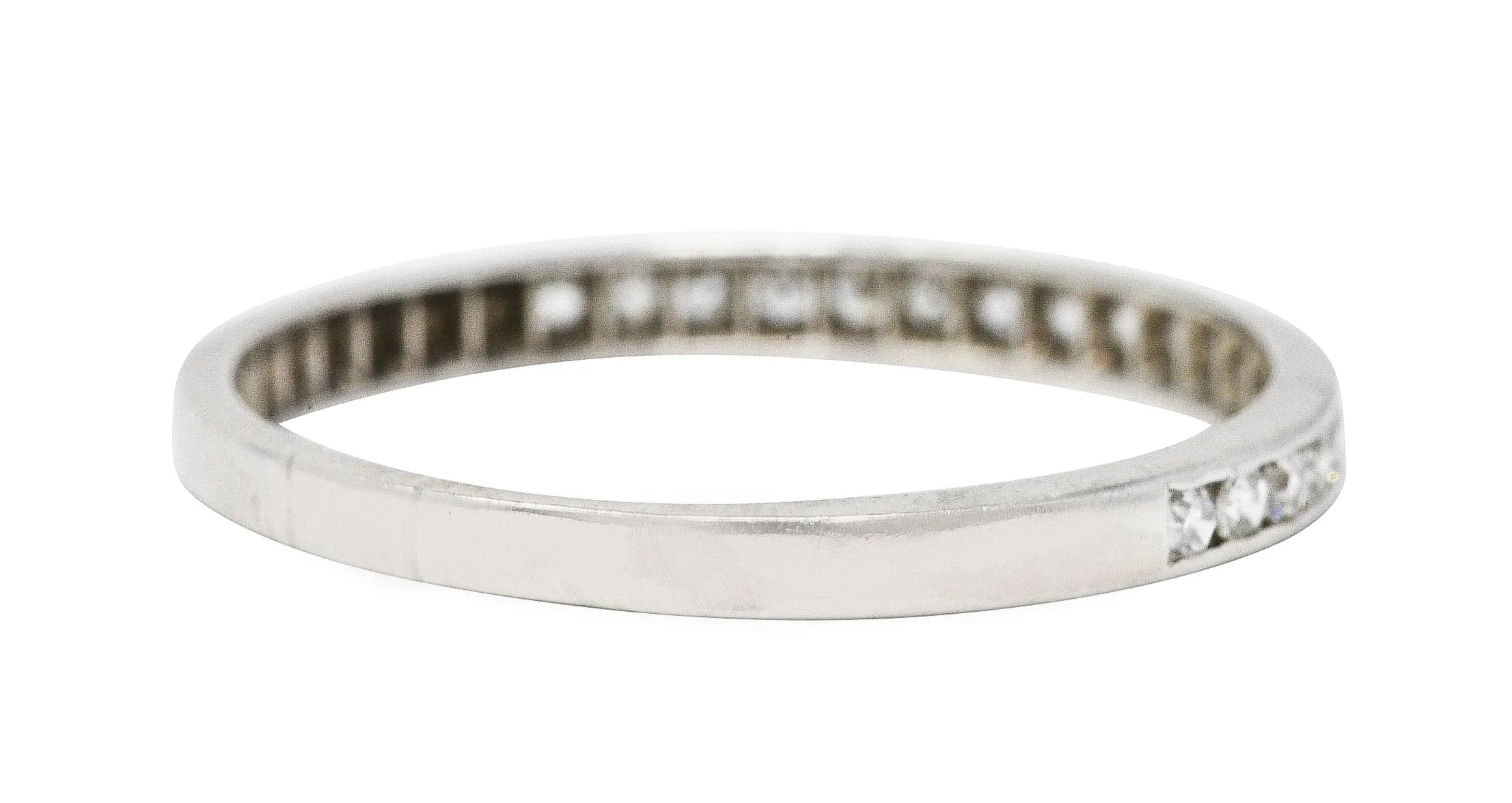 1930's Art Deco 0.25 CTW Single Cut Diamond Platinum Channel Band Ring