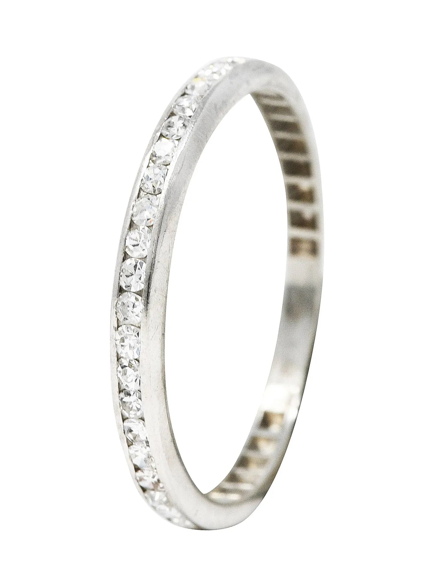 1930's Art Deco 0.25 CTW Single Cut Diamond Platinum Channel Band Ring