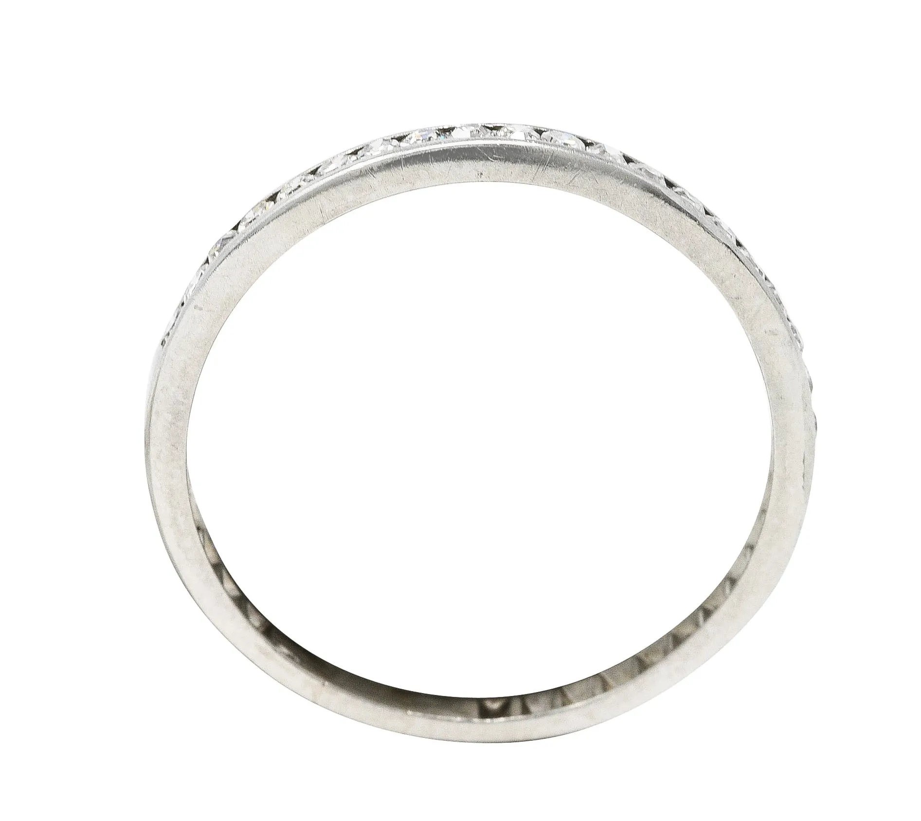 1930's Art Deco 0.25 CTW Single Cut Diamond Platinum Channel Band Ring