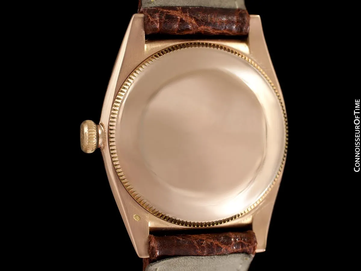 1946 Rolex Vintage Mens Oyster Perpetual Bubbleback Watch, Ref. 3131 - 14K Rose Gold