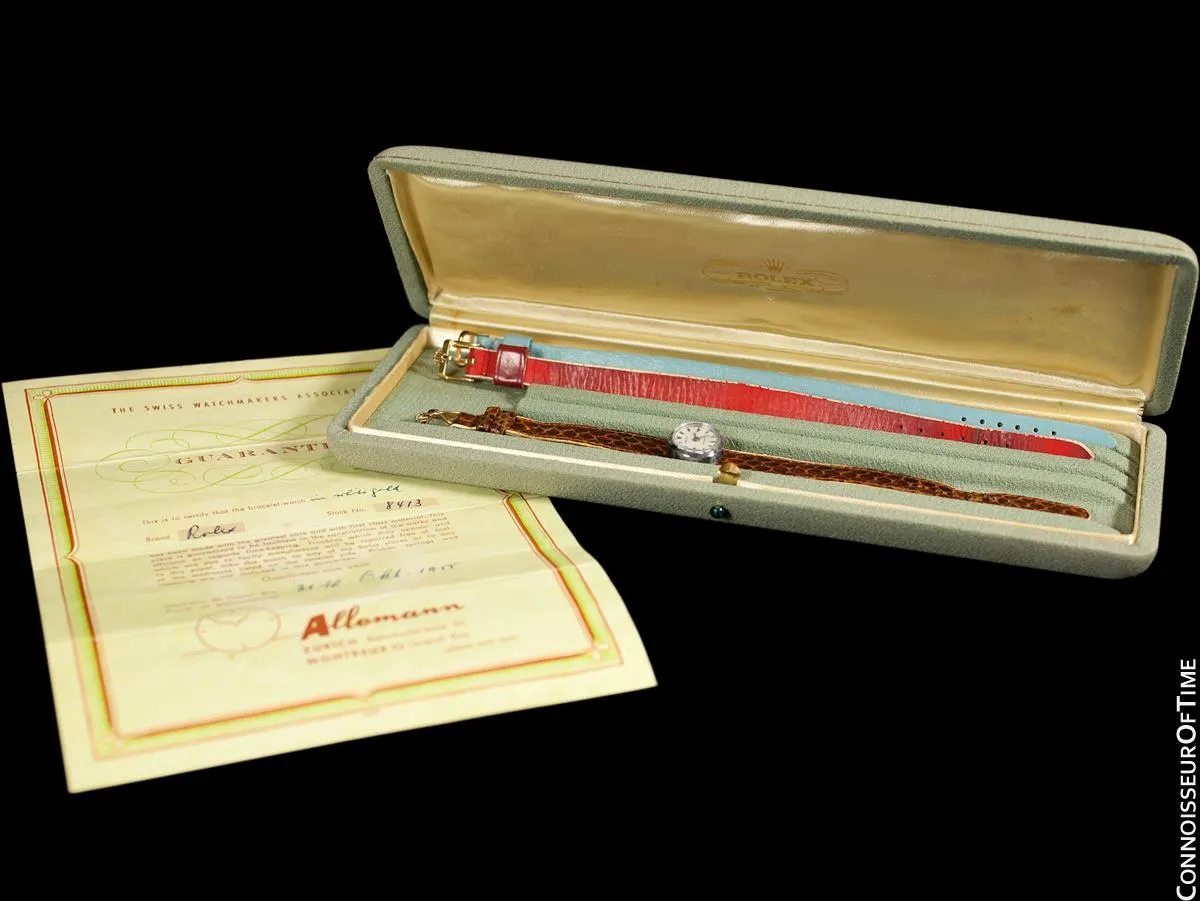 1955 Rolex Vintage Ladies Watch, 18K White Gold - The Chameleon - Box, Straps & Receipt