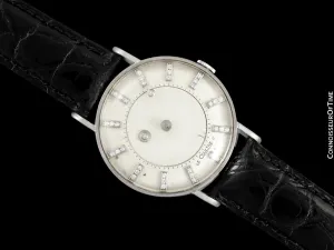 1957 Jaeger-LeCoultre / Vacheron & Constantin Vintage Galaxy Mystery Dial - 14K White Gold & Diamonds - Box & Tag