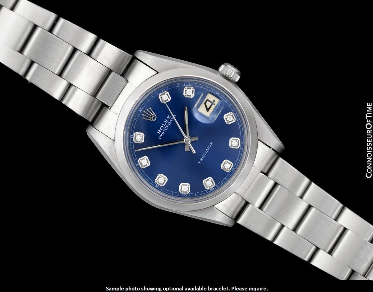 1964 Rolex Oysterdate Vintage Mens Black Dial Watch with Date - Stainless Steel