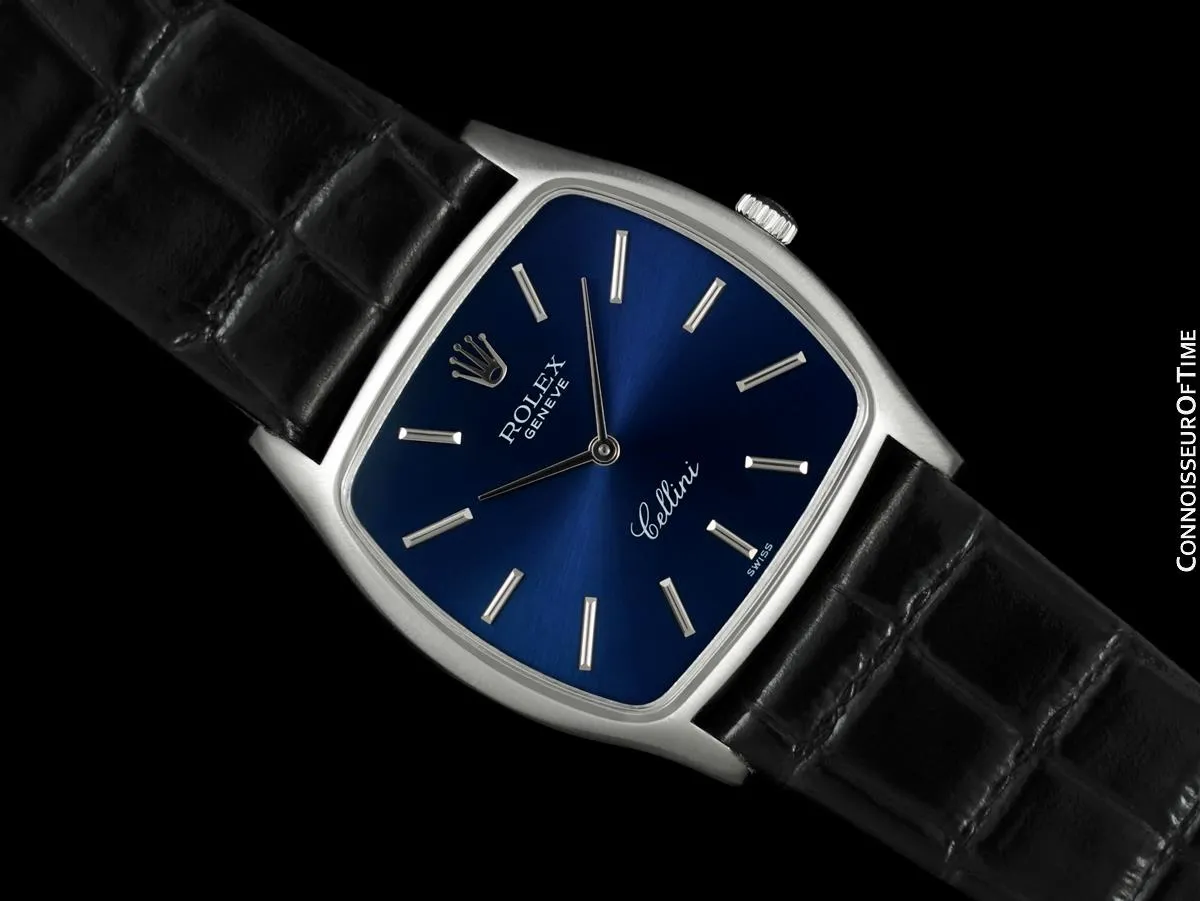 1970 Rolex Cellini Vintage Mens Handwound TV Watch, Ref. 3805 - 18K White Gold