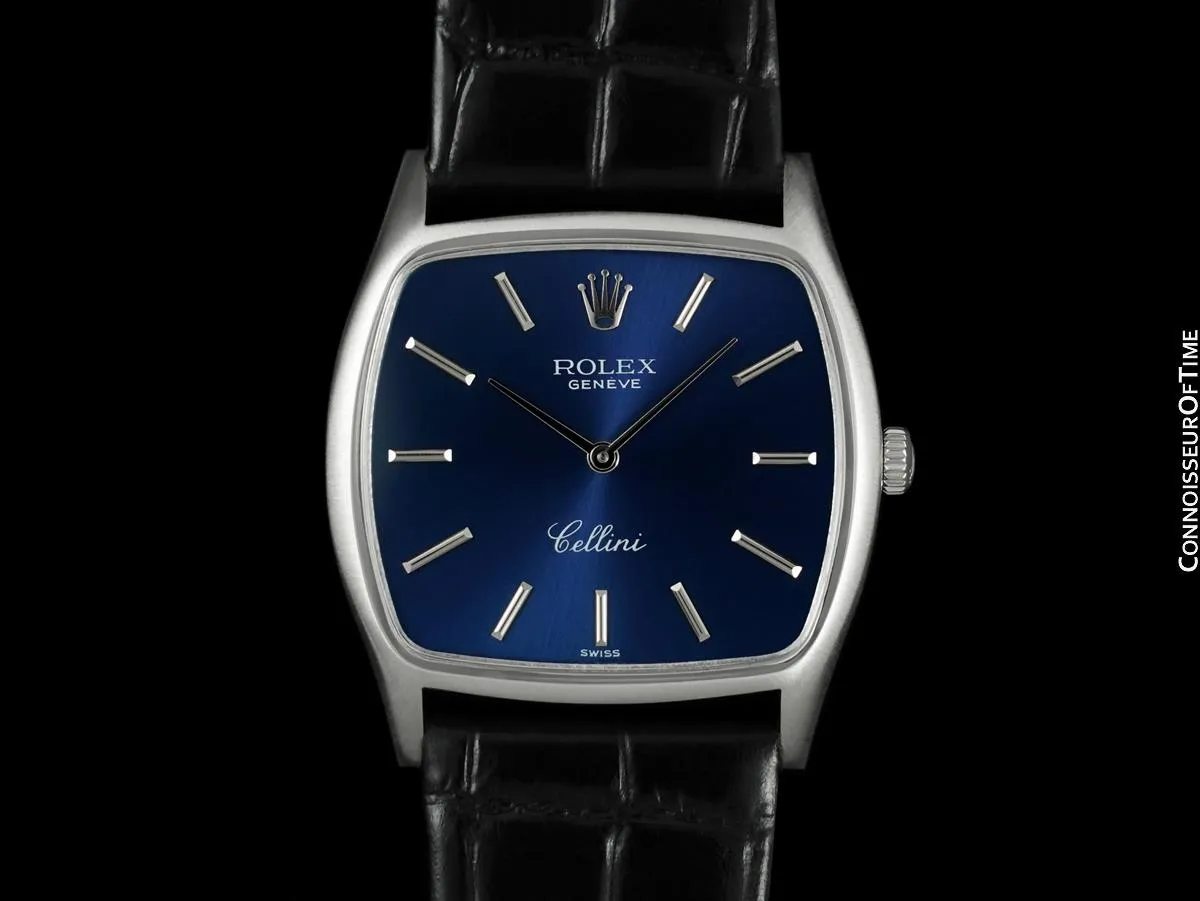 1970 Rolex Cellini Vintage Mens Handwound TV Watch, Ref. 3805 - 18K White Gold