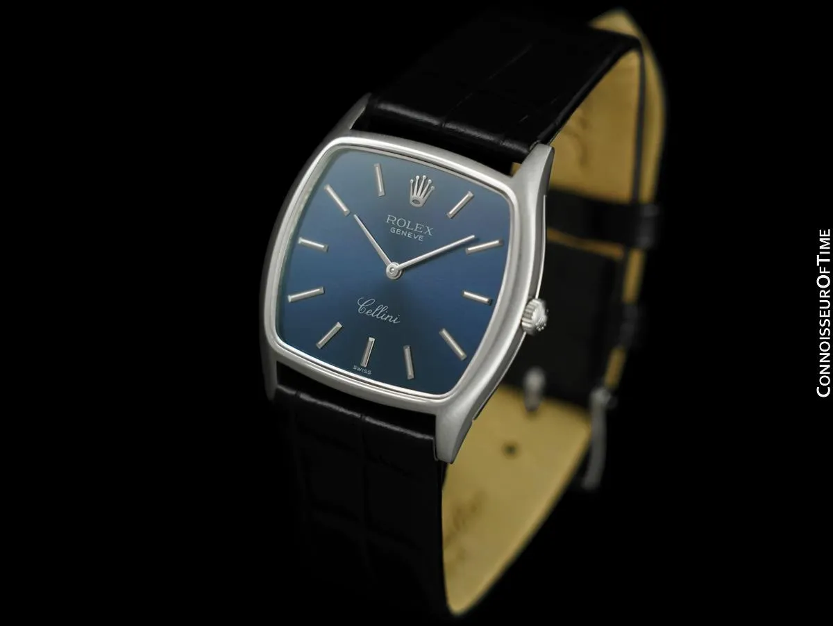 1970 Rolex Cellini Vintage Mens Handwound TV Watch, Ref. 3805 - 18K White Gold