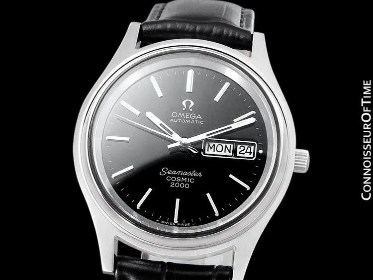 1970's Omega Seamaster Cosmic 2000 Vintage Mens Dive Watch, Automatic, Day Date - Stainless Steel