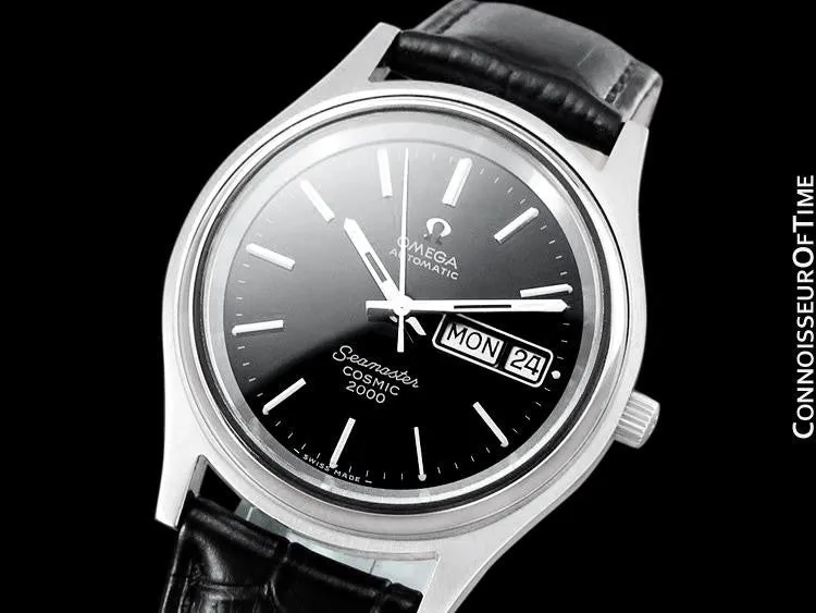 1970's Omega Seamaster Cosmic 2000 Vintage Mens Dive Watch, Automatic, Day Date - Stainless Steel