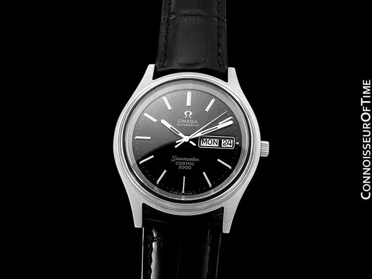 1970's Omega Seamaster Cosmic 2000 Vintage Mens Dive Watch, Automatic, Day Date - Stainless Steel