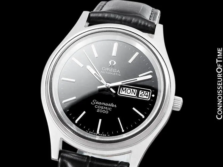 1970's Omega Seamaster Cosmic 2000 Vintage Mens Dive Watch, Automatic, Day Date - Stainless Steel