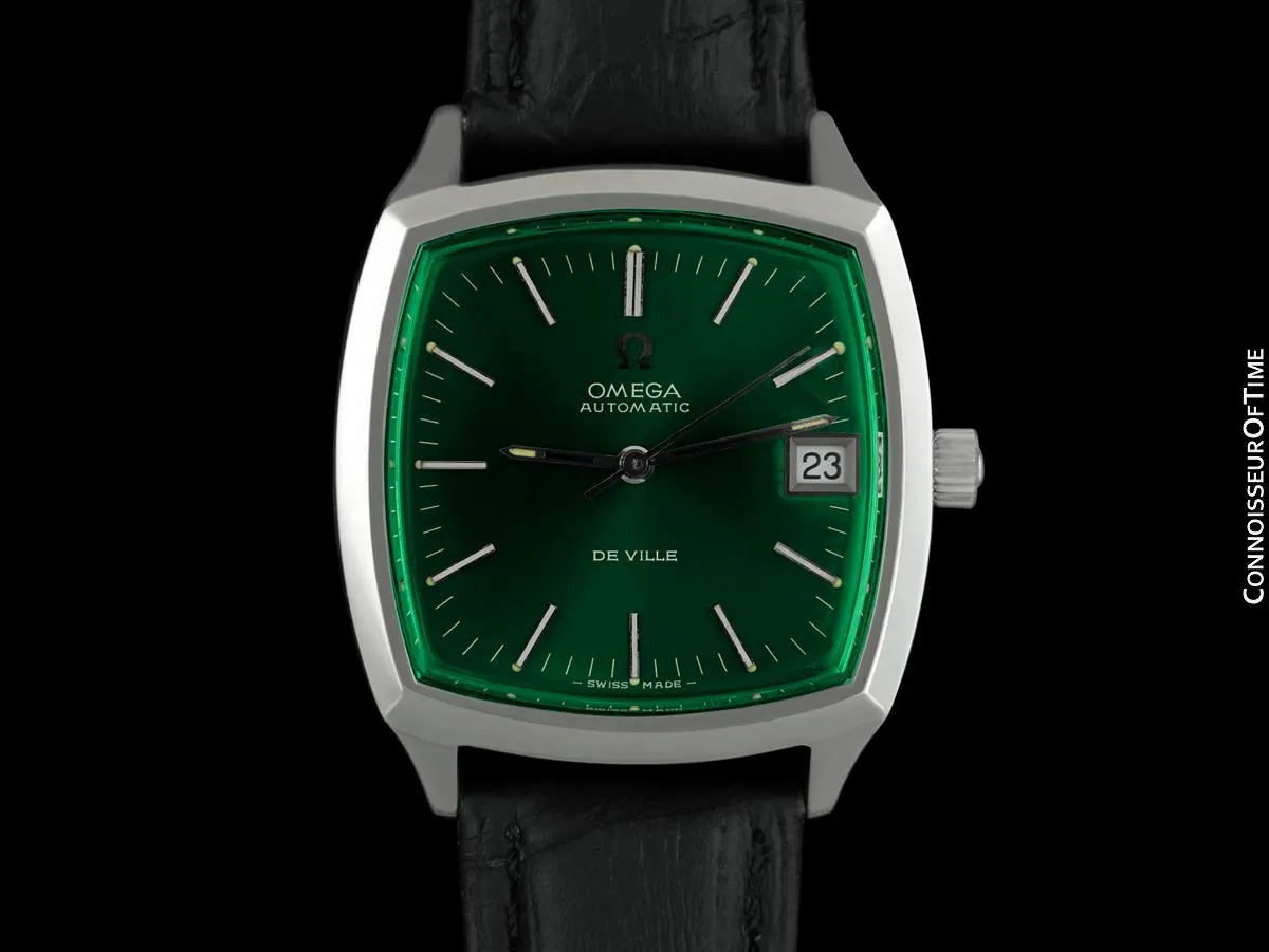 1971 Omega De Ville Vintage Mens Automatic Emerald Dial Watch - Stainless Steel