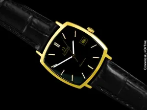 1972 Omega Geneve Vintage Mens Automatic Watch with Quick-Setting Date - 18K Gold Plated & Stainless Steel