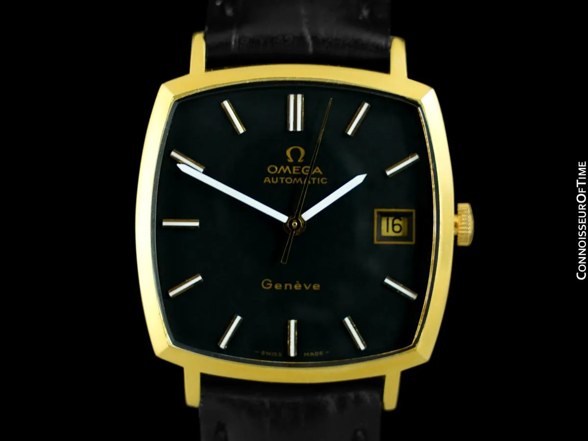 1972 Omega Geneve Vintage Mens Automatic Watch with Quick-Setting Date - 18K Gold Plated & Stainless Steel