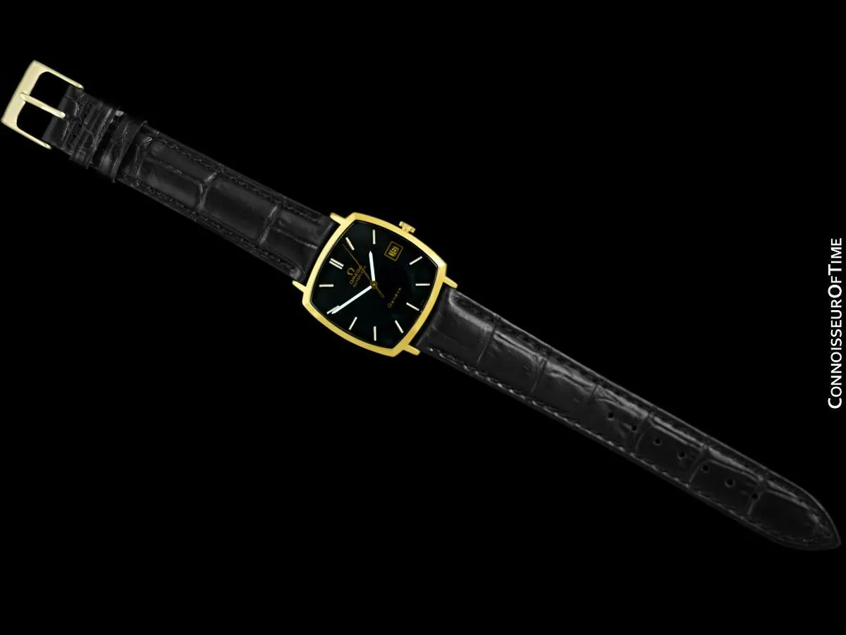 1972 Omega Geneve Vintage Mens Automatic Watch with Quick-Setting Date - 18K Gold Plated & Stainless Steel