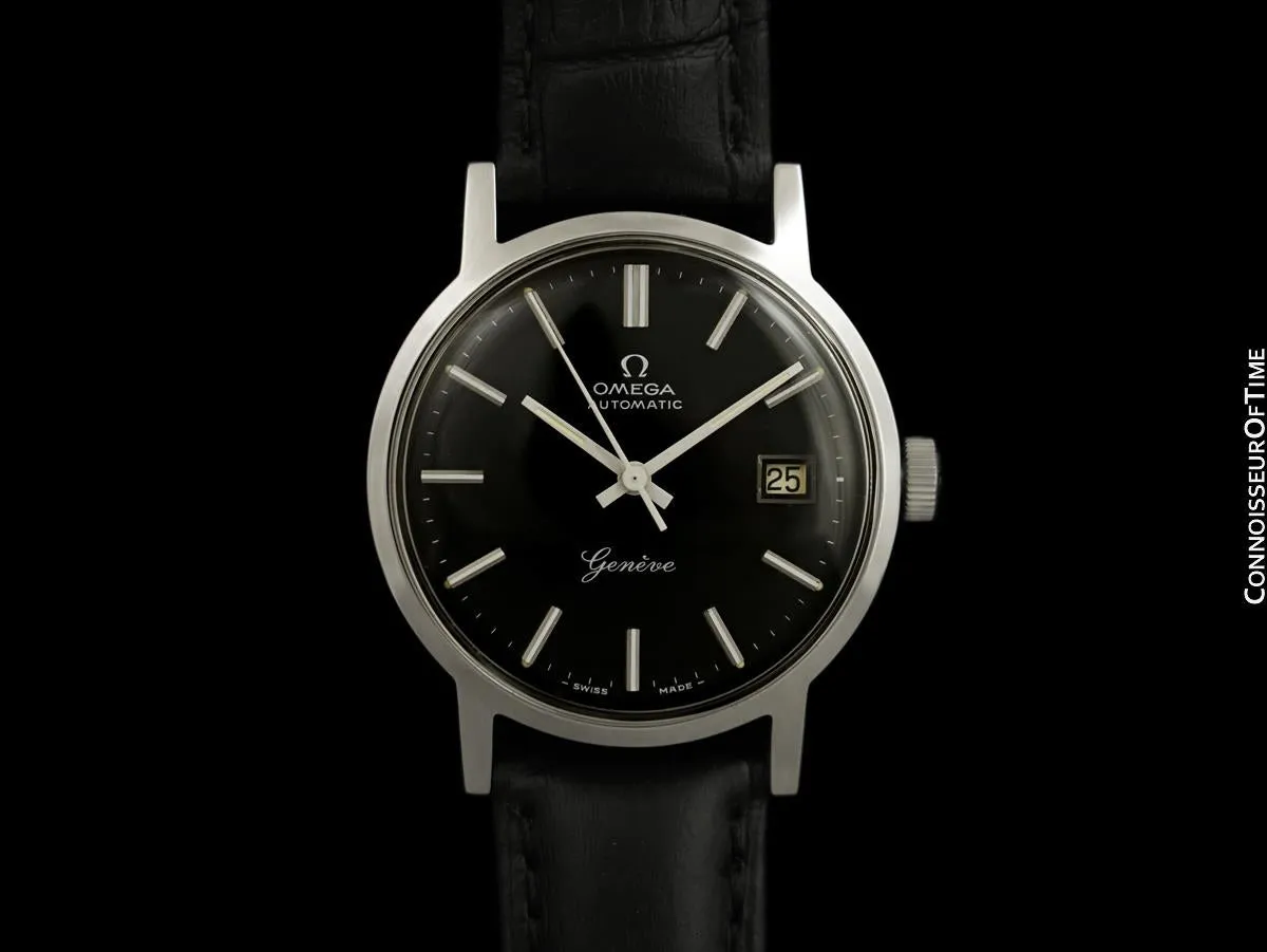 1972 Omega Geneve Vintage Mens Automatic Watch with Quick-Setting Date - Stainless Steel