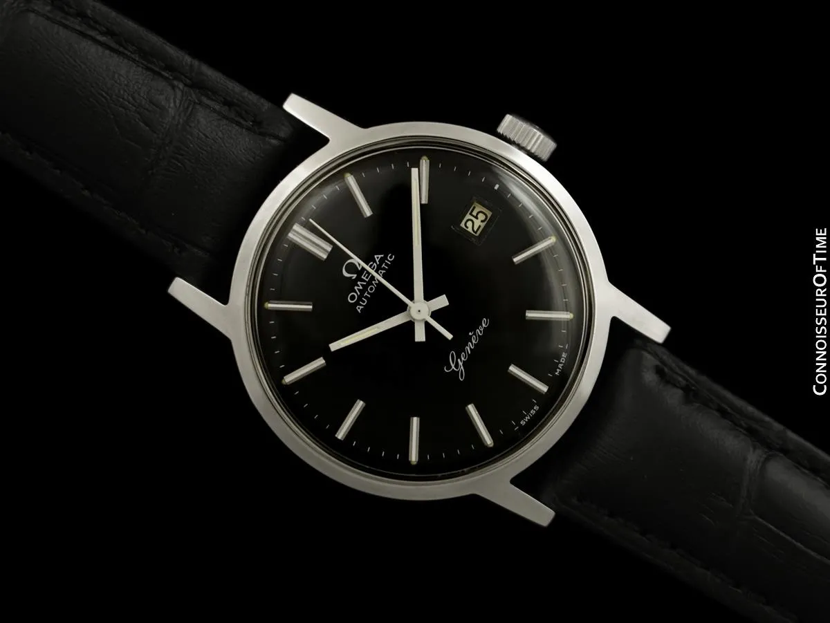 1972 Omega Geneve Vintage Mens Automatic Watch with Quick-Setting Date - Stainless Steel