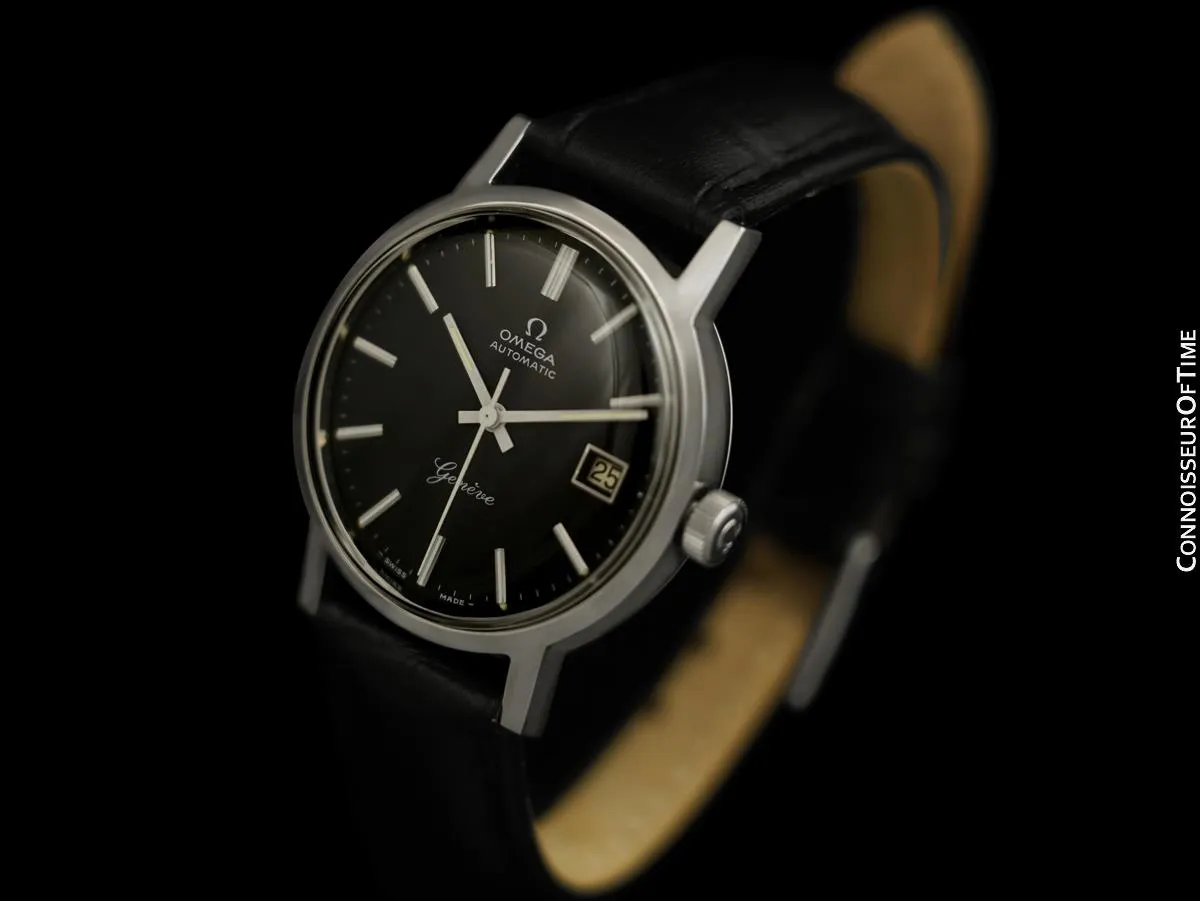 1972 Omega Geneve Vintage Mens Automatic Watch with Quick-Setting Date - Stainless Steel