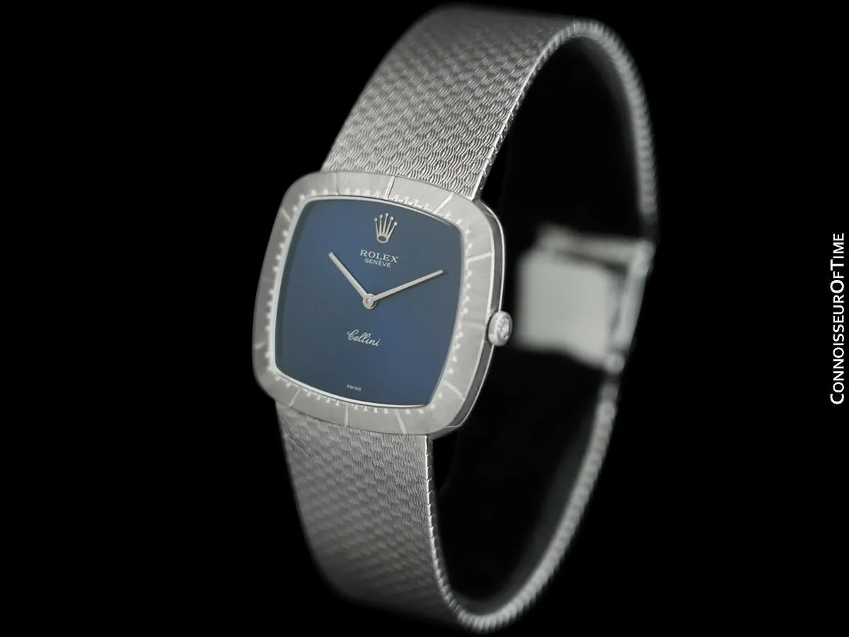 1974 Rolex Cellini Vintage Mens Handwound TV Watch, Ref. 4084 - 18K White Gold