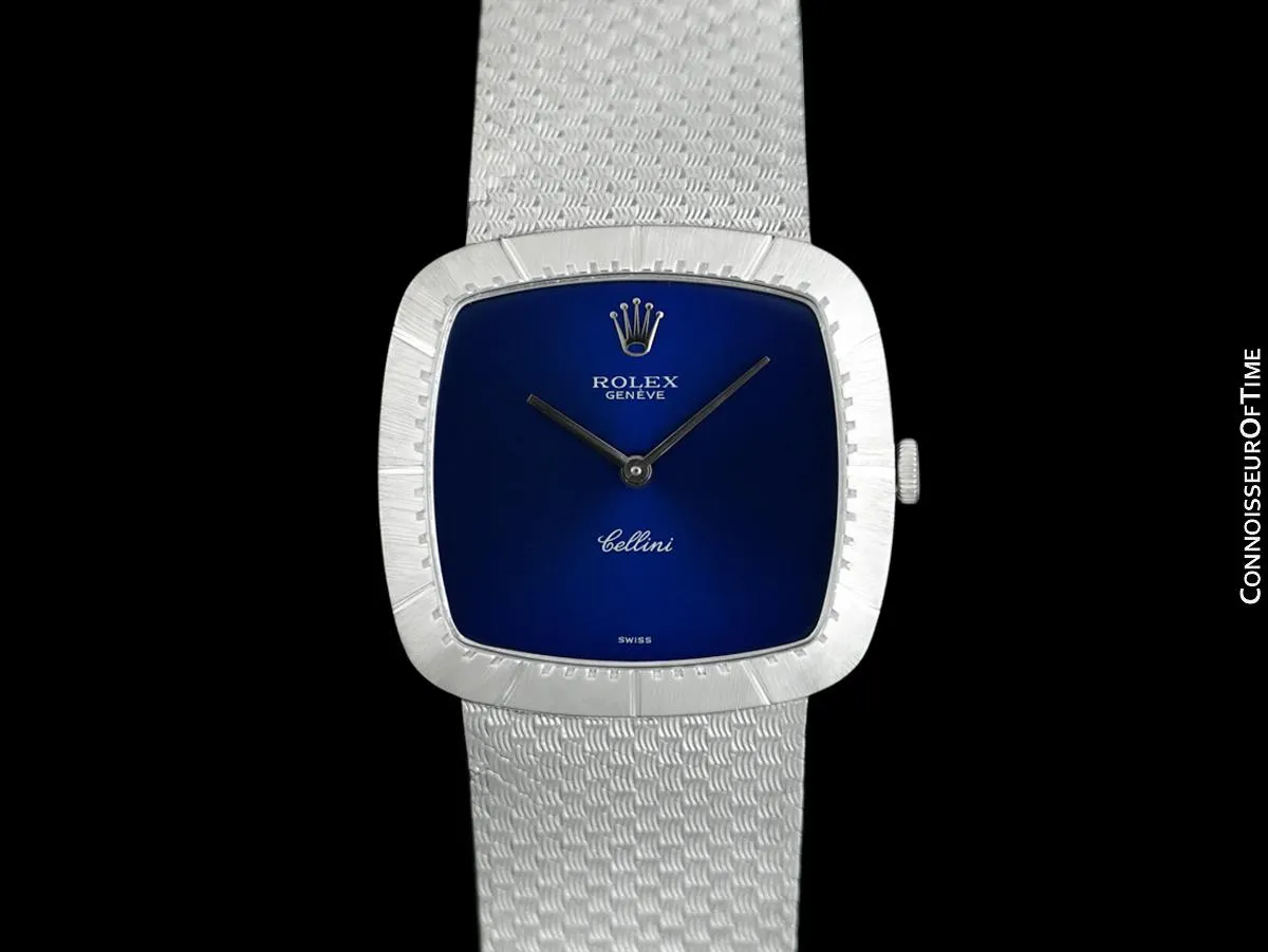 1974 Rolex Cellini Vintage Mens Handwound TV Watch, Ref. 4084 - 18K White Gold