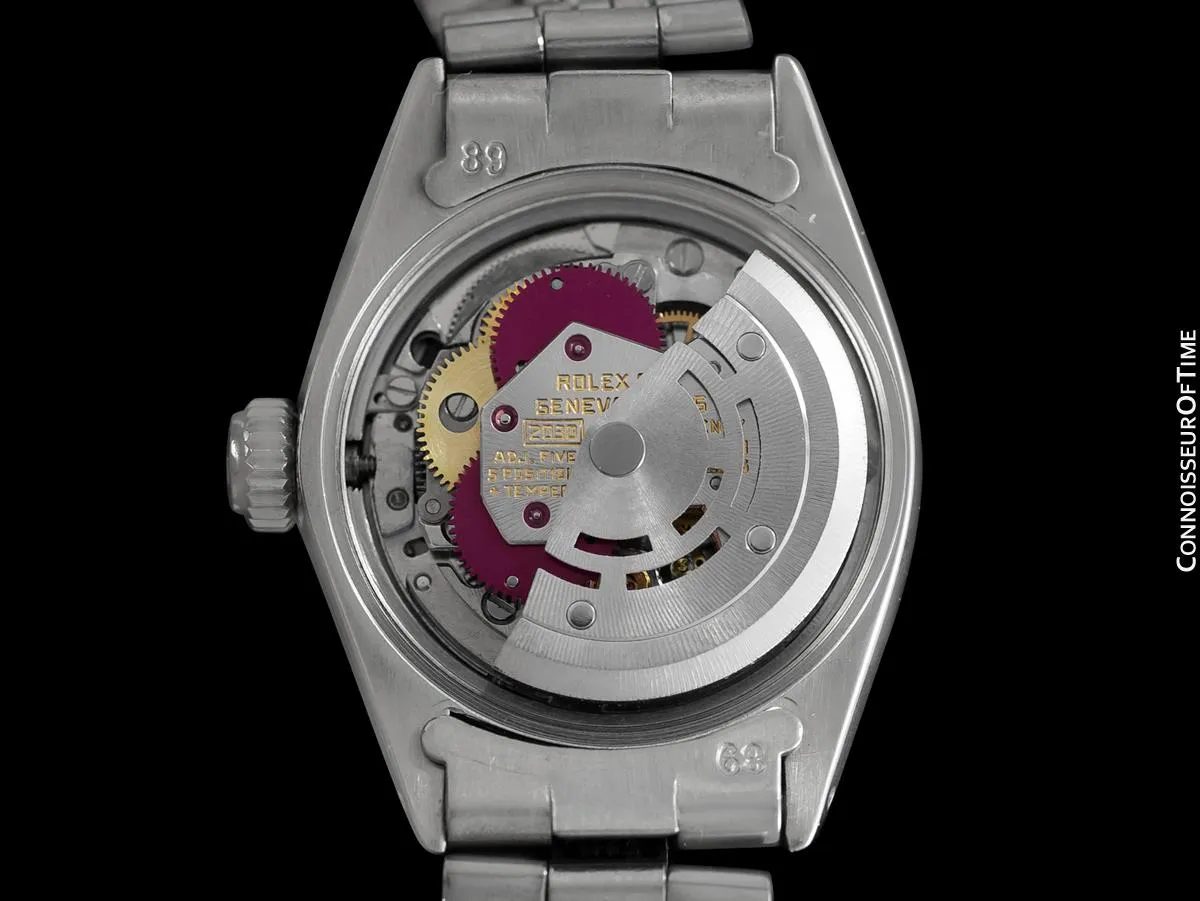 1974 Rolex Vintage Ladies Oyster Perpetual Black Dial Ref. 6719 Watch - Stainless Steel & 18K White Gold