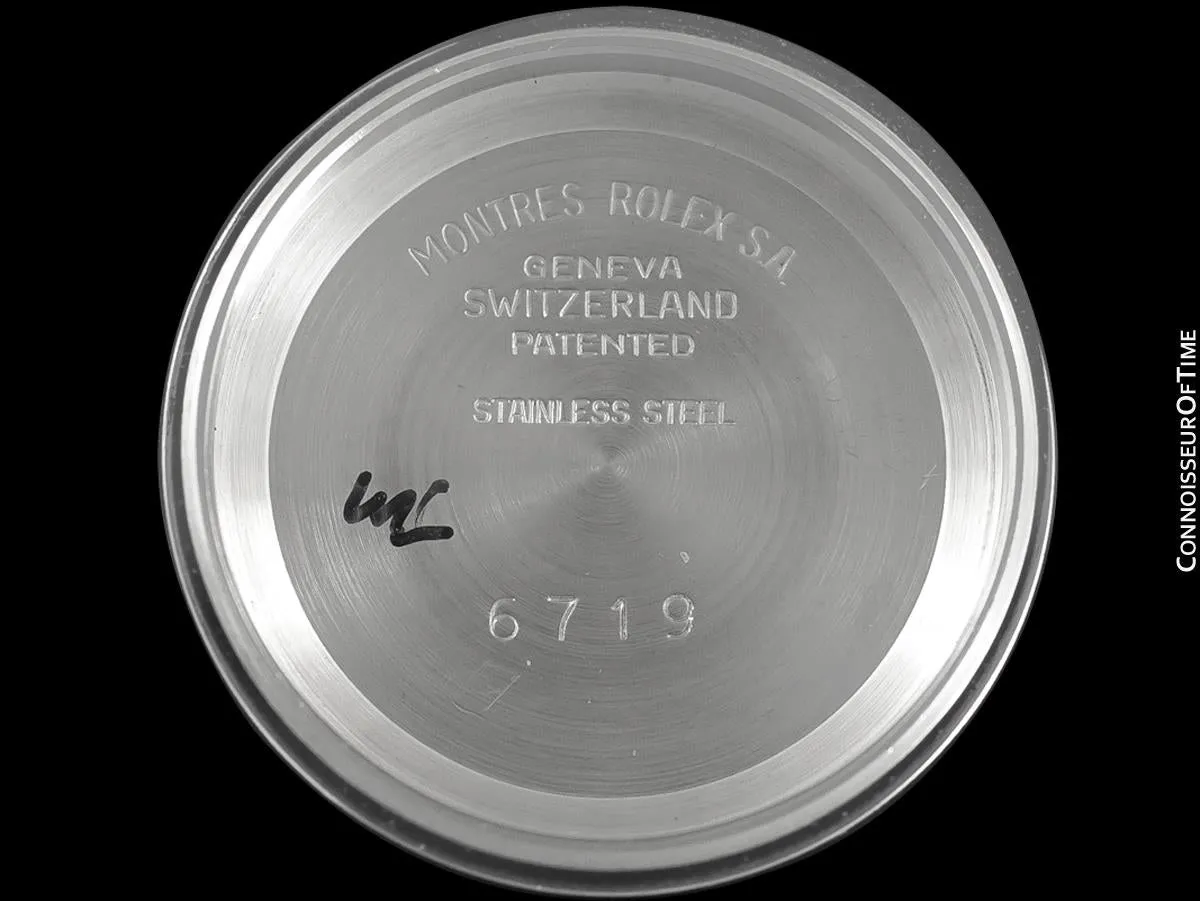 1974 Rolex Vintage Ladies Oyster Perpetual Black Dial Ref. 6719 Watch - Stainless Steel & 18K White Gold