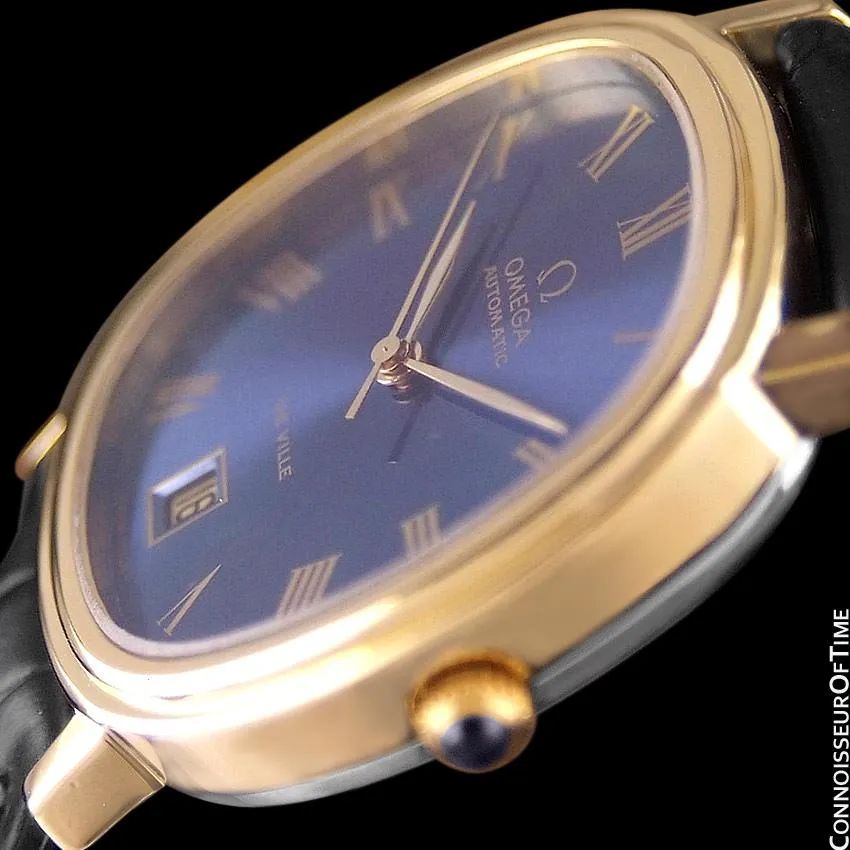 1975 Omega De Ville Vintage Mens Automatic Full Size Watch - 18K Gold Plated & Stainless Steel