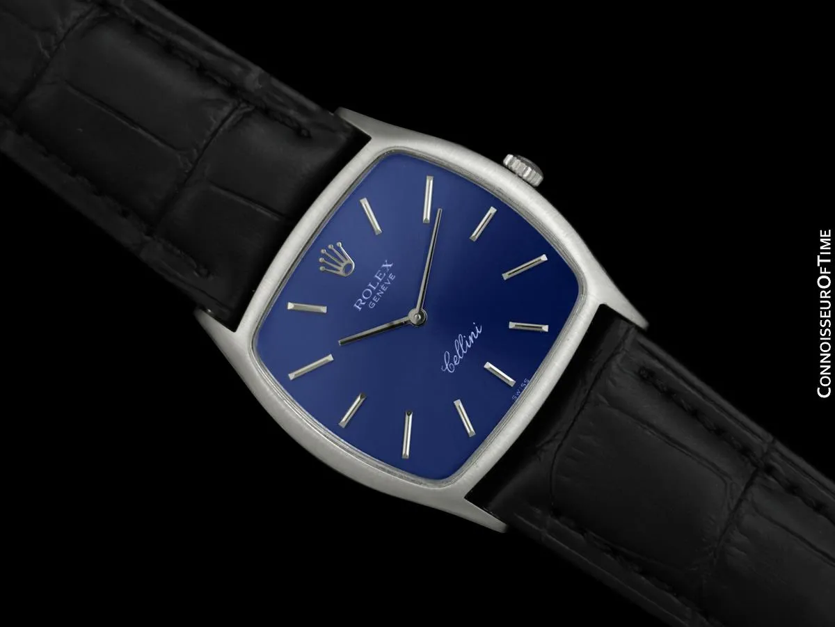 1975 Rolex Cellini Vintage Mens Handwound TV Watch, Ref. 3805 - 18K White Gold