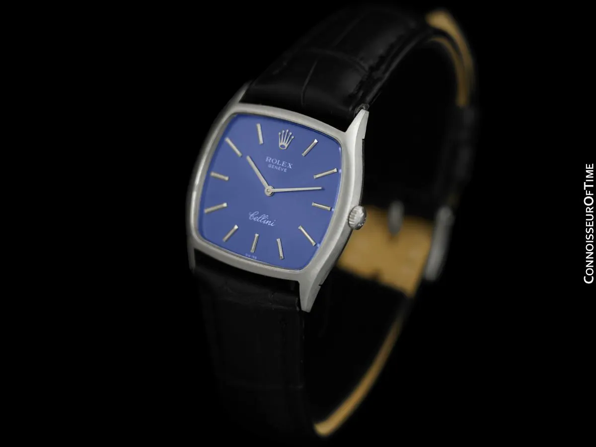 1975 Rolex Cellini Vintage Mens Handwound TV Watch, Ref. 3805 - 18K White Gold