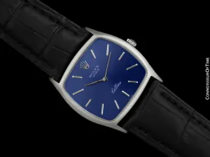 1975 Rolex Cellini Vintage Mens Handwound TV Watch, Ref. 3805 - 18K White Gold