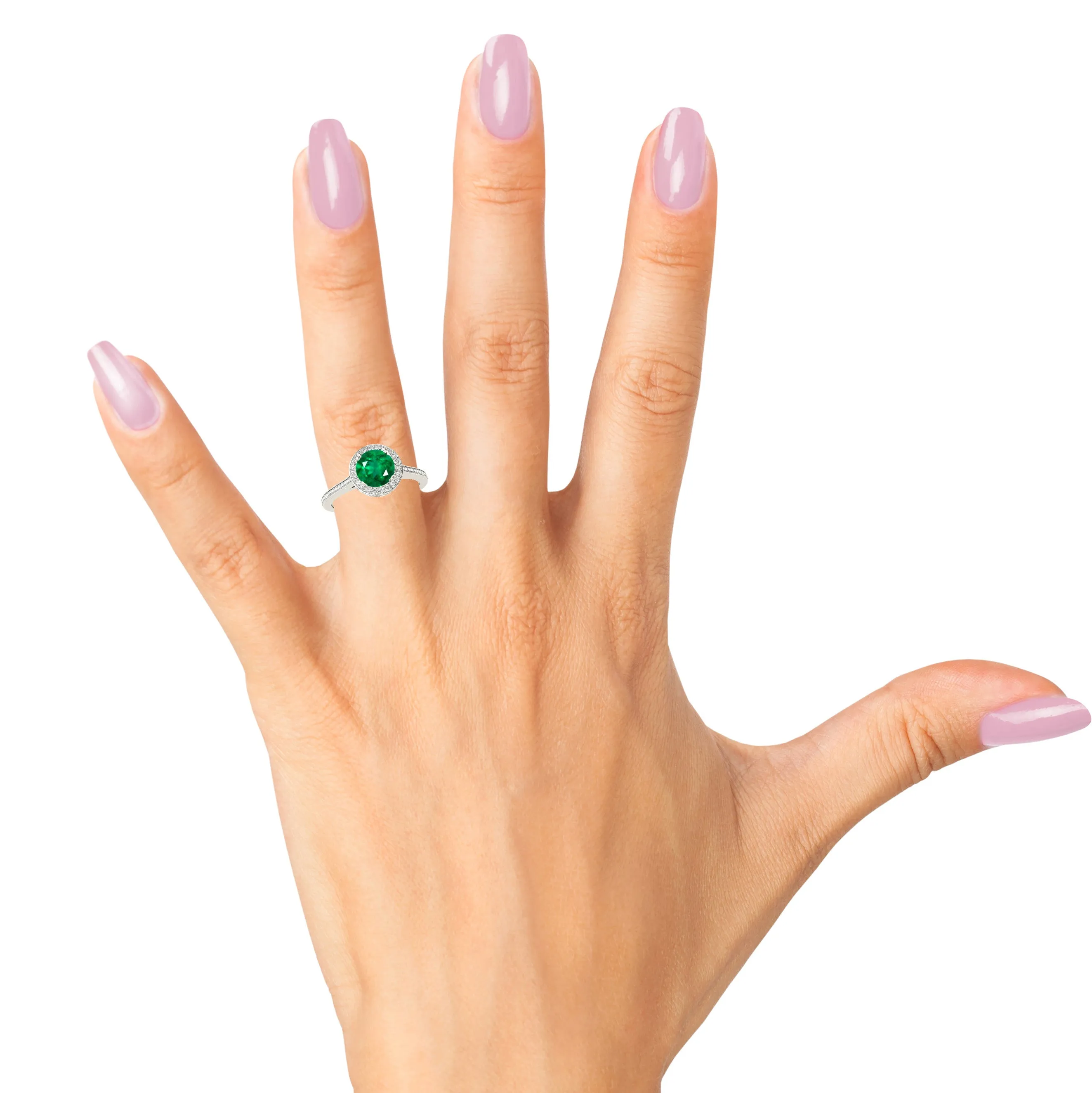 2.00 ct. Genuine Emerald Halo Ring With Halo Side Diamonds