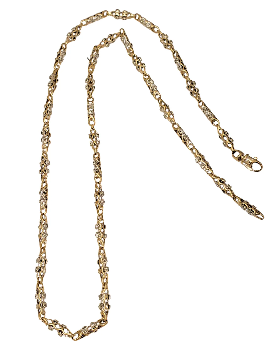 2.00ct Diamond Custom Fancy Solid 10k Yellow Gold Link Chain Necklace 25" 37.1g