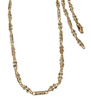 2.00ct Diamond Custom Fancy Solid 10k Yellow Gold Link Chain Necklace 25" 37.1g
