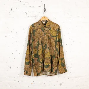 90s Long Sleeve Pattern Shirt - Brown - XL