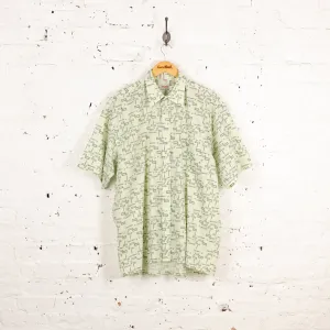 90s Short Sleeve Pattern Shirt - Green - XL