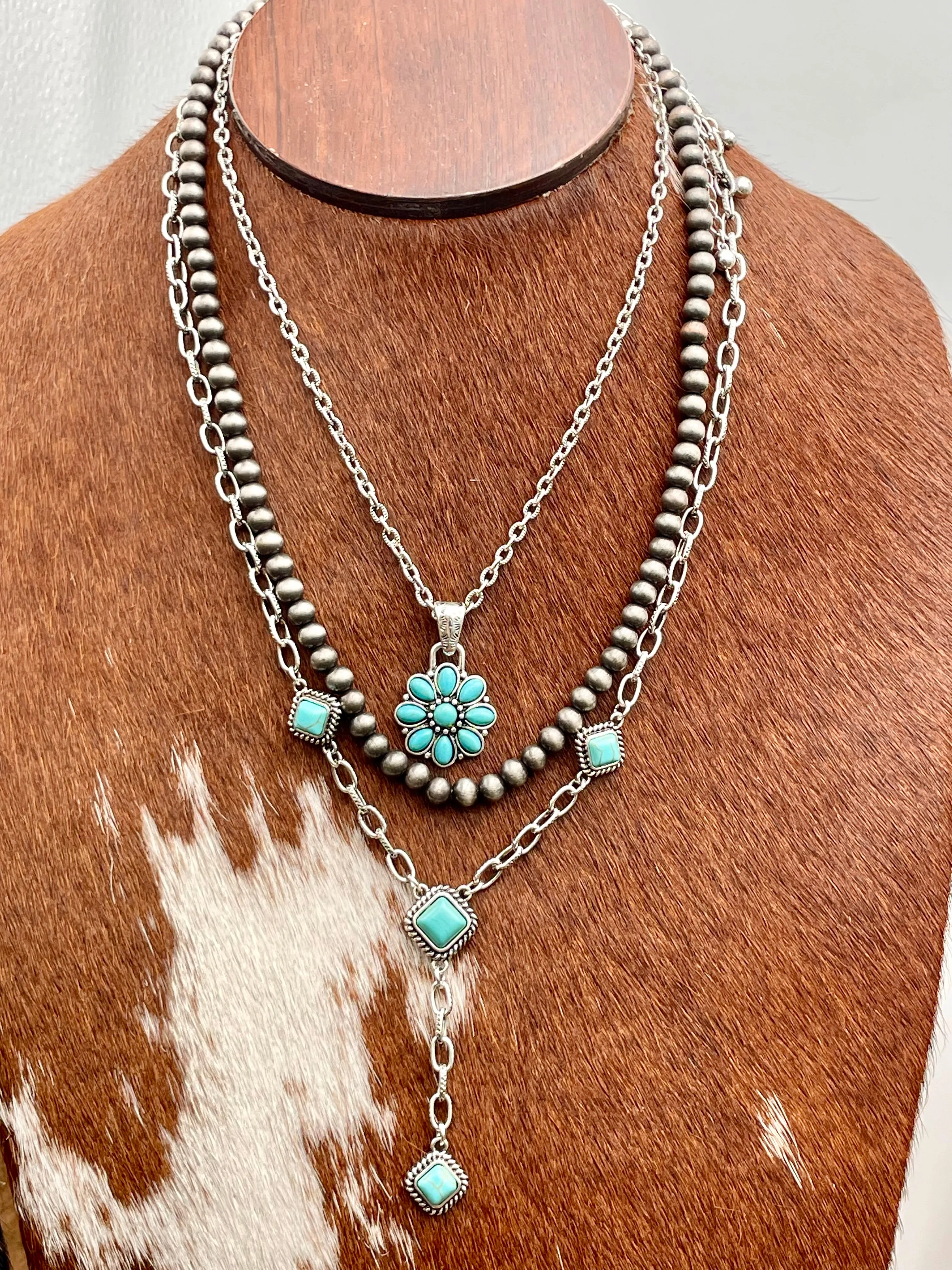 Adelphia Fashion Y Necklace Set - Turquoise