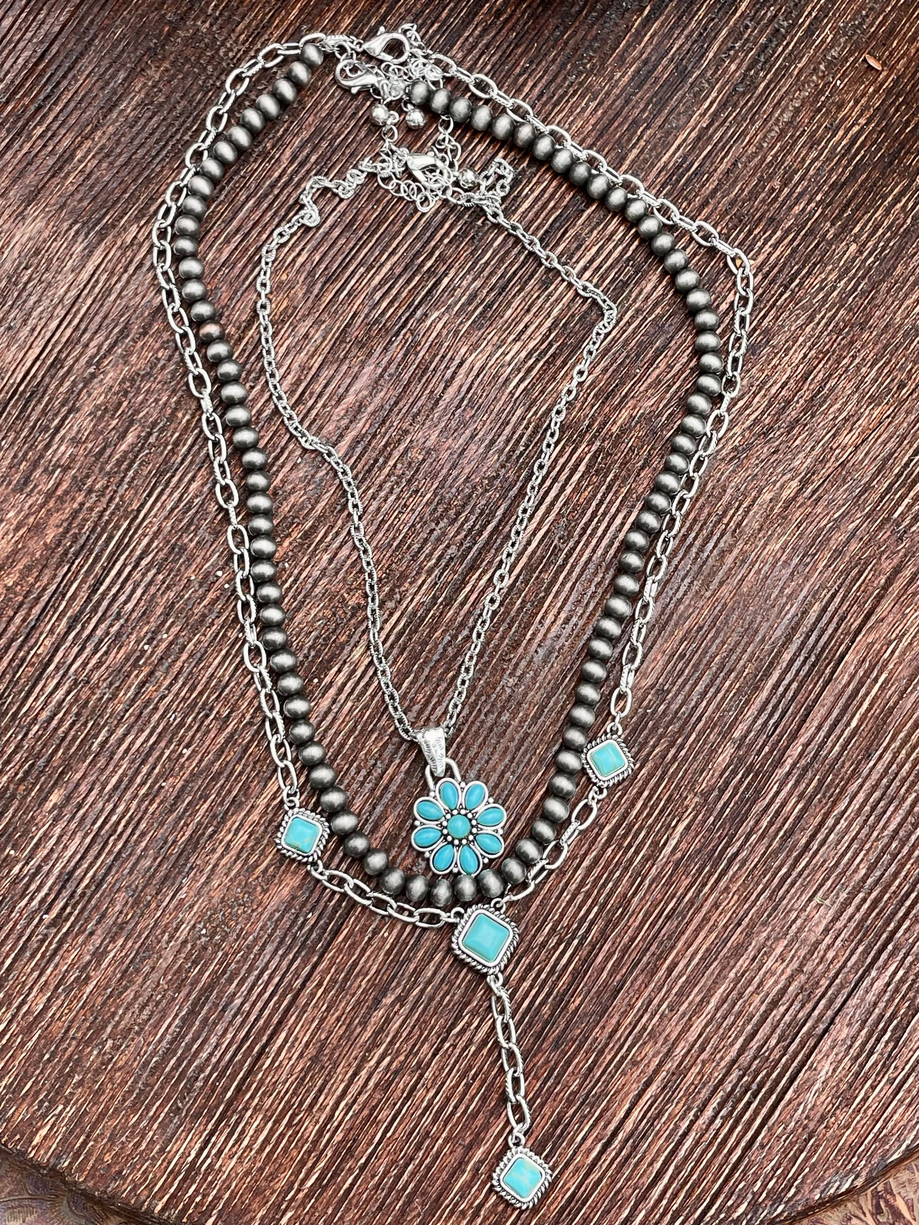 Adelphia Fashion Y Necklace Set - Turquoise