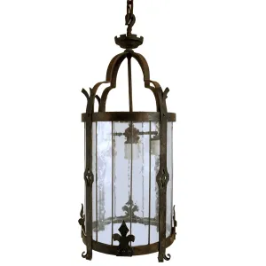 American Albert Sechrist Gothic Revival Wrought Iron Four-Light Pendant Lantern