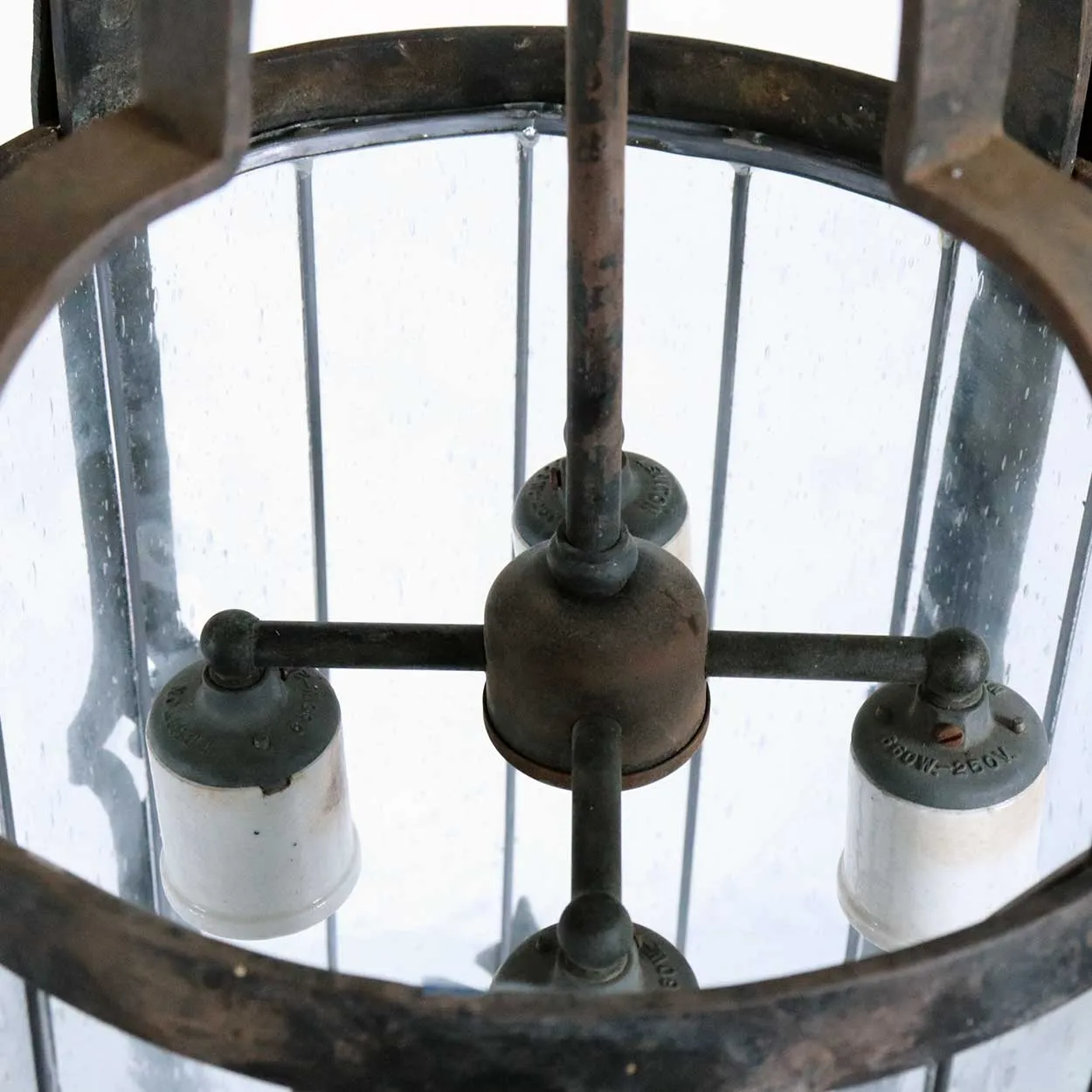 American Albert Sechrist Gothic Revival Wrought Iron Four-Light Pendant Lantern