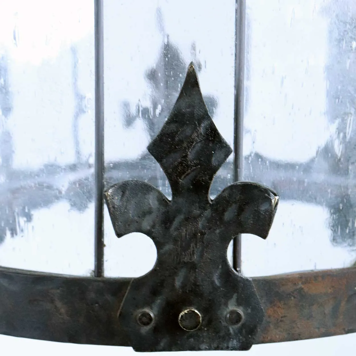 American Albert Sechrist Gothic Revival Wrought Iron Four-Light Pendant Lantern