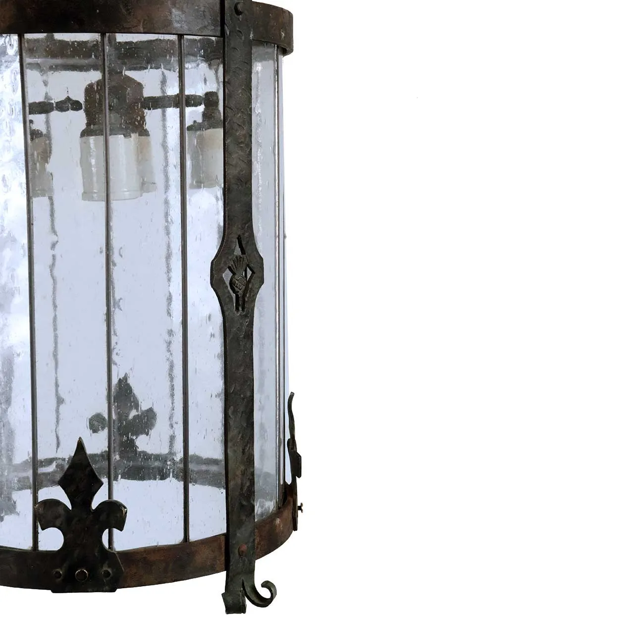 American Albert Sechrist Gothic Revival Wrought Iron Four-Light Pendant Lantern