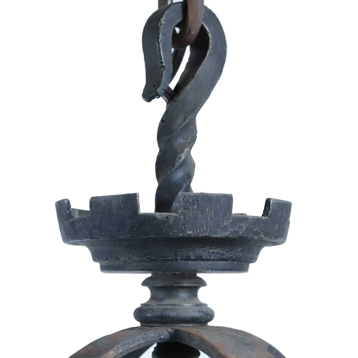 American Albert Sechrist Gothic Revival Wrought Iron Four-Light Pendant Lantern