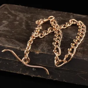 Antique Art Deco 14K Rose Gold Intricate Link Watch Fob Necklace - 12.5 inches