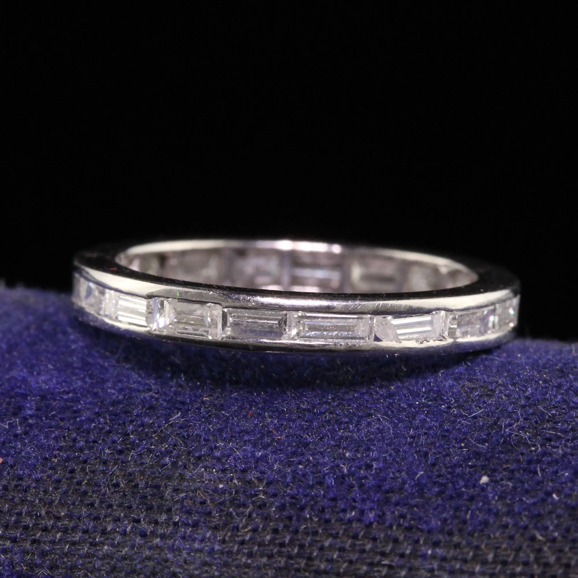 Antique Art Deco Platinum Baguette Diamond Eternity Band - Size 5