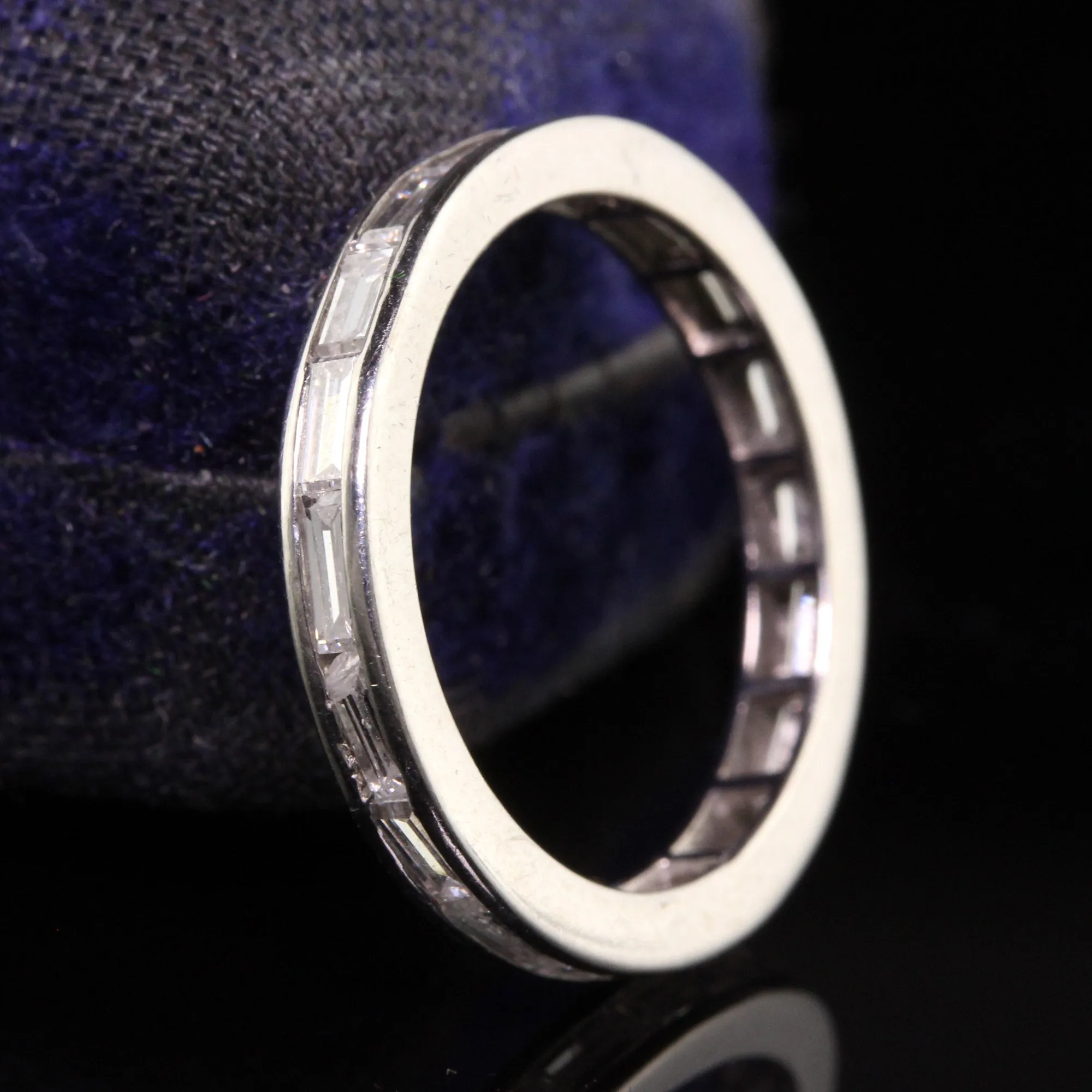 Antique Art Deco Platinum Baguette Diamond Eternity Band - Size 5