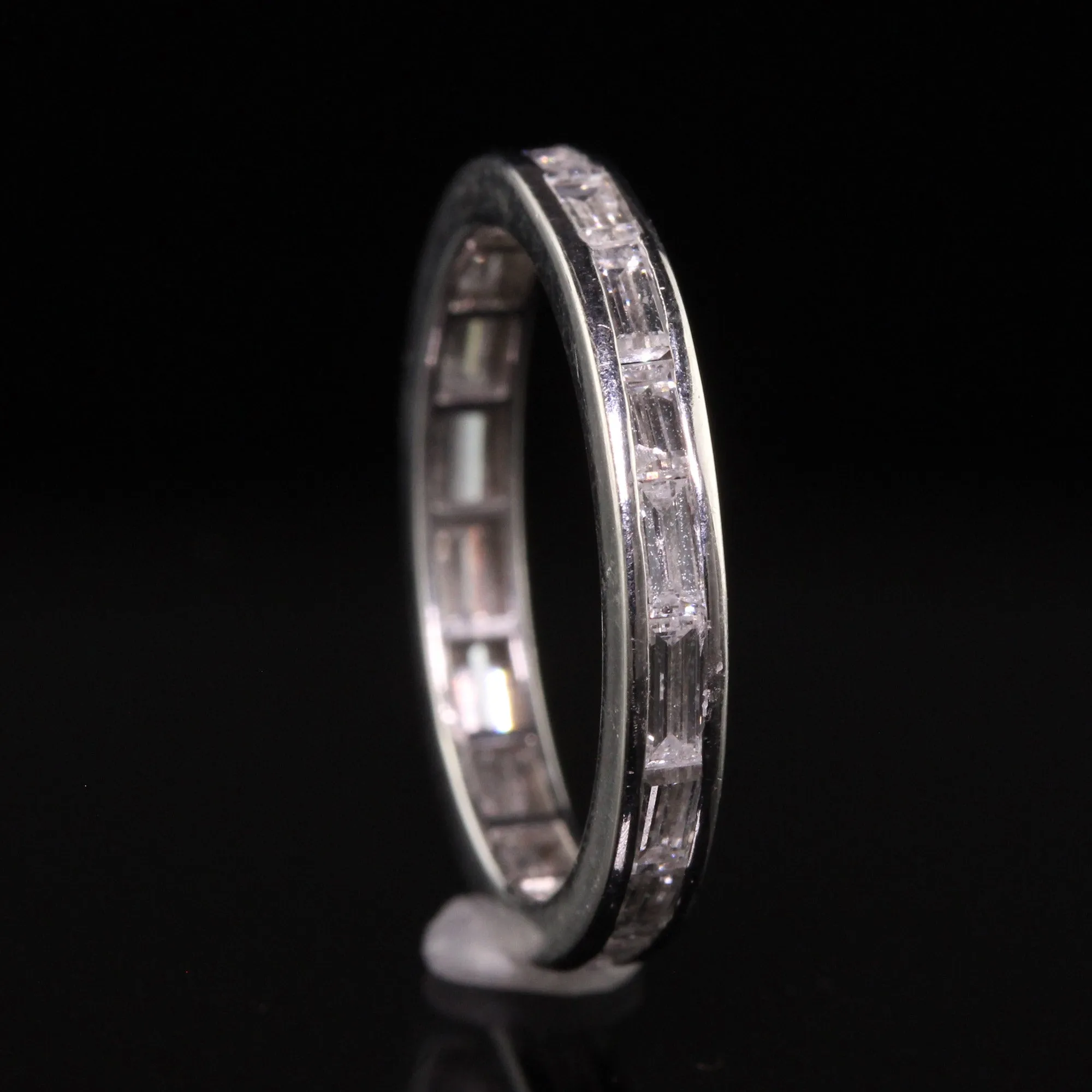 Antique Art Deco Platinum Baguette Diamond Eternity Band - Size 5