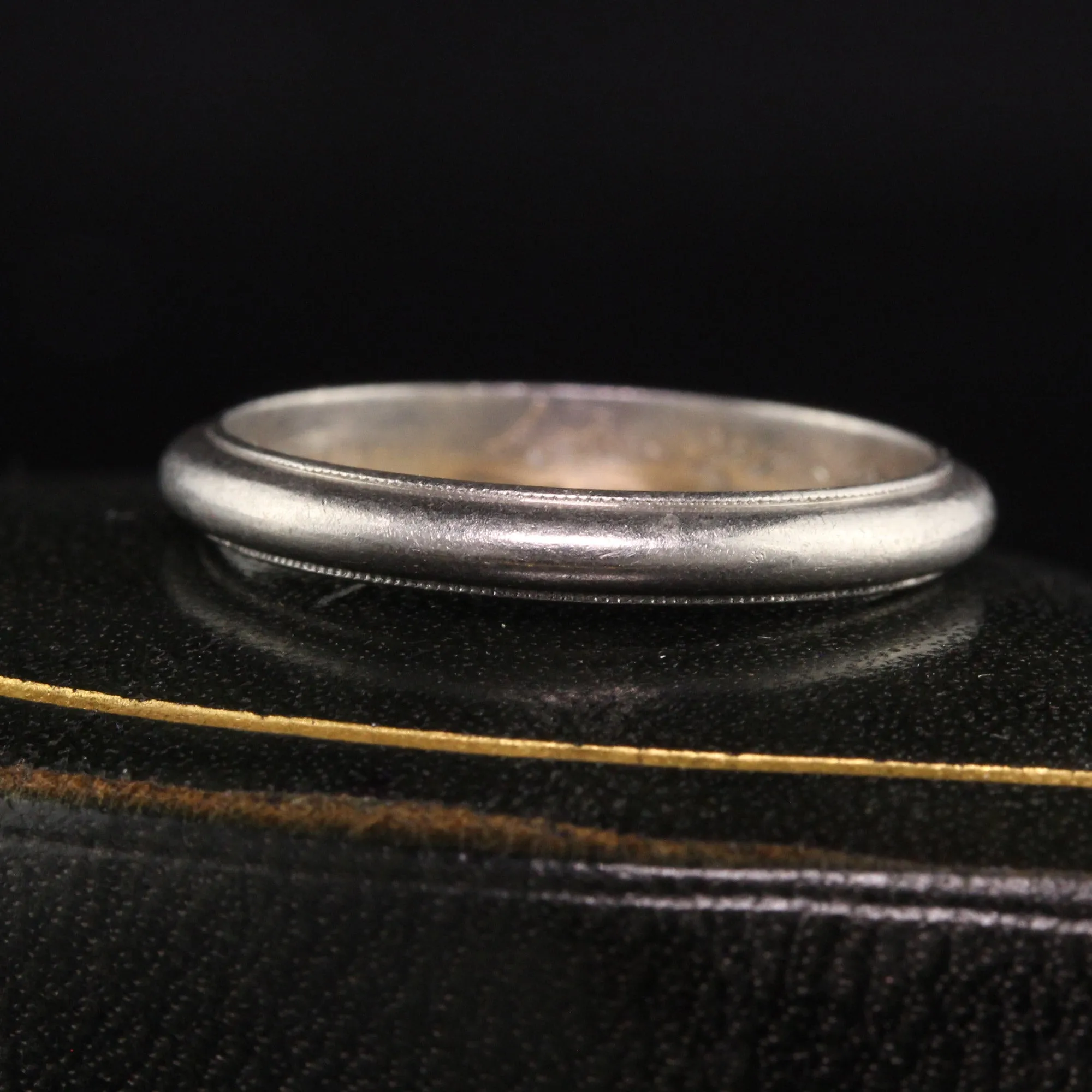 Antique Art Deco Platinum Classic Engraved Wedding Band