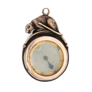 Antique Edwardian Compass Fob 9k Rose Gold Pendant Animal Motif Vintage Jewelry