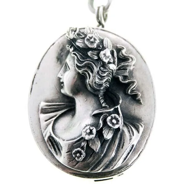 Antique Henryk Winograd .999 Silver Art Nouveau Double Repoussé  Necklace