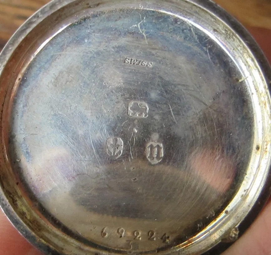Antique Pocket Watch -  Sterling Silver - 1912