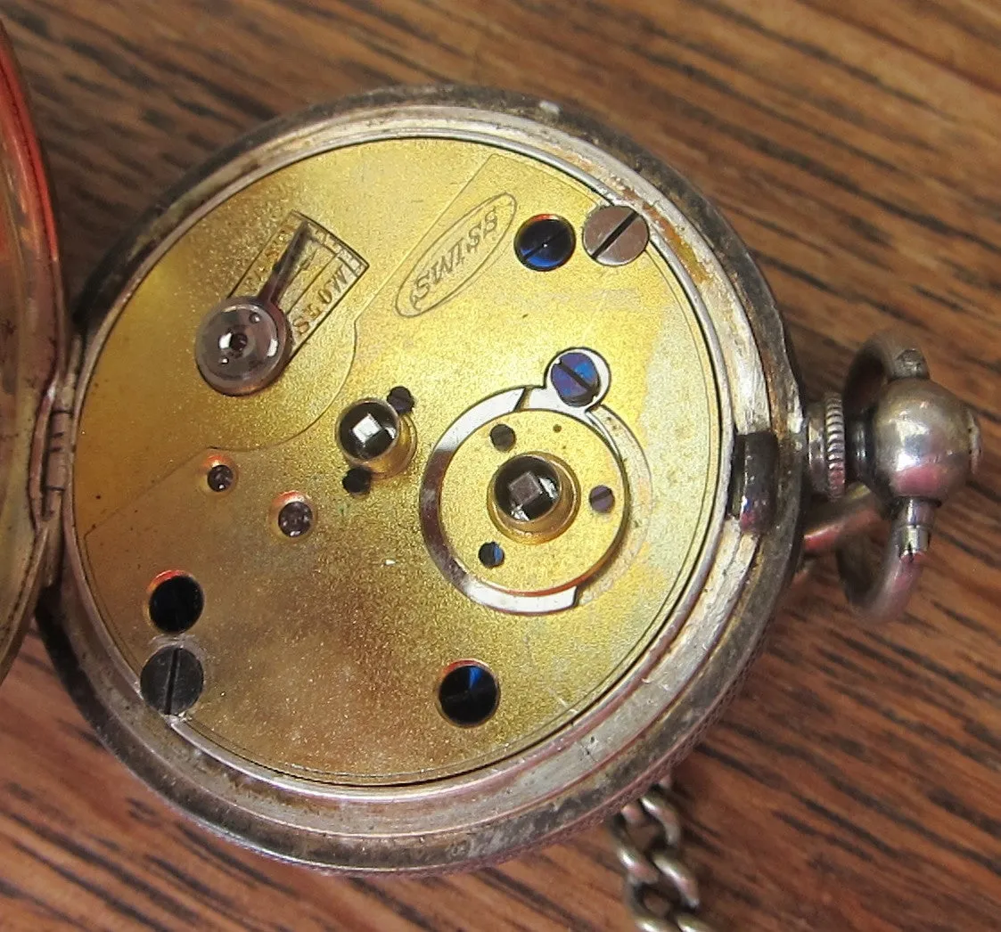 Antique Pocket Watch -  Sterling Silver - 1912